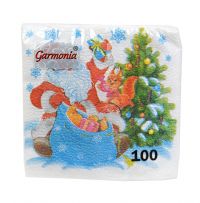 Миниатюра: Салфетки бумажные 24*24см 100шт НГ Дед Мороз