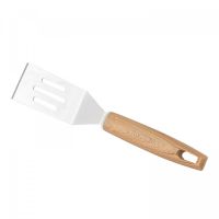 Миниатюра: Лопатка кулинарная нерж. 23см, с прорезями, пласт. ручка под дерево KITCHENTOOL