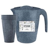 Миниатюра: Набор для напитков пласт. 4пр (кувшин 1,9л; стаканы 3*0,35л) SugarSpice STONE темный камень