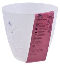 Миниатюра: Горшок для цветов пласт. 1,4л (147*147*134мм), дренаж. вставка Butterflies прозрачный (10)