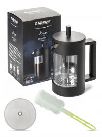 Миниатюра: Френч-пресс стекло и нерж. 800мл + губка с ручкой, нерж. фильтр KENYA черный (4)