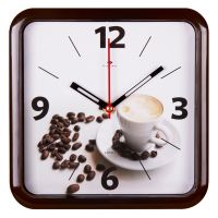 Миниатюра: Часы настенные 22*22см, квадрат, корпус темно-коричневый Кофе (10)