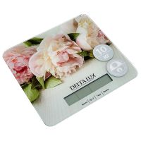 Миниатюра: Весы кухонные эл. 10кг, LCD-дисплей, автообнуление/автоотключение питание CR2032 DELTA Цветы (12)