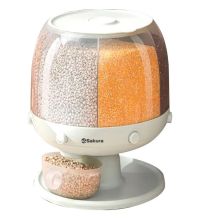 Миниатюра: Диспенсер для сыпучих продуктов пласт. 10л (25,5*25,5*30,5см), 6 секций, вращающийся белый