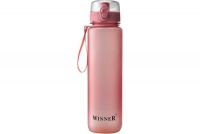 Миниатюра: Бутылка для воды (спортивная) пласт. 1000мл, из тритана,крышка с фиксатором,ремешок WINNER розовая