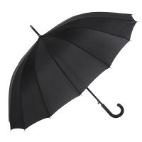 Миниатюра: Зонт-трость d104см мужской,черный, полиэстер, полуавтомат 16 спиц