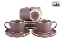 Миниатюра: Набор чайный 12пр 220мл керамика, коричнево-бежевый Terra под.упаковка (4)