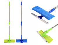 Миниатюра: Окномойка телескопическая 70*250*1050мм, микрофибра, двусторонняя, резиновый скребок VETTA