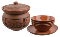 Миниатюра: Набор посуды керамика 6пр (супница, блюдо, миска 4шт), молочение ИРИНА