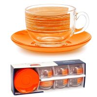 Миниатюра: Набор чайный 12пр 220мл стекло Брашмания Оранж