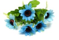 Миниатюра: Цветы искусственные Букет Хризантема 5шт 26см голубой@