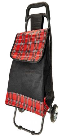 Миниатюра: Сумка-тележка багажная 50кг (30л), съемная хоз. сумка, мет. каркас и колеса, бордово-черный