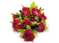 Миниатюра: Цветы искусственные Букет Роза + зелень 9шт 53см розовый @