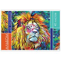 Миниатюра: Альбом для рисования 40л КанцБиз Мозаичный лев ЕАС-11762 на скобе (20)