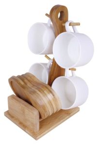 Миниатюра: Набор чайный 12пр 150мл керамика на бамбуковой подставке