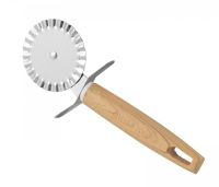 Миниатюра: Нож для пиццы (чебурека) (пиццерез) нерж., ребристый, пласт. ручка под дерево KITCHENTOOL