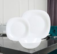 Миниатюра: Набор столовый 18пр стеклокерамика гладкий квадрат форма луна Белый (2)