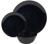 Миниатюра: Набор столовый 18пр стеклокерамика гладкий форма луна Черный (2)