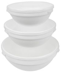 Миниатюра: Набор салатников 3шт с крышками Белые стеклокерамика (12)