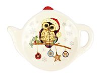 Миниатюра: Подставка для чайного пакетика керамика 12*9см НовогодняяOwl Christmas  под. упаковка