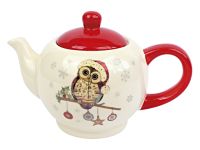 Миниатюра: Чайник заварочный керамика 1000мл круглый Новогодний Owl Christmas под. упаковка