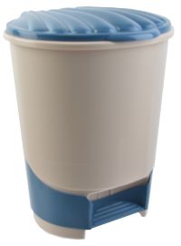 Миниатюра: Контейнер (ведро) для мусора пласт. 12л, с педалью, светло бежево-синий
