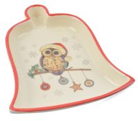Миниатюра: Блюдо керамика Новогоднее 19,5*15,1см Колокольчик Owl Christmas