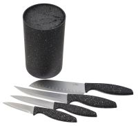 Миниатюра: Набор ножей нерж. 4пр на пласт. подставке, пласт. ручки Astell черный гранит (24)