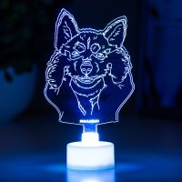 Миниатюра: Светильник Хаски 7*10,5см, LED RGB 6 цветов от батареек LR41