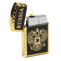 Миниатюра: Зажигалка газовая RUSSIA, заправляемая, цвет золото