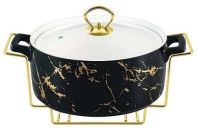 Миниатюра: Мармит 2,0л жаропрочная керамика ст. крышка, мет. подставка (4)