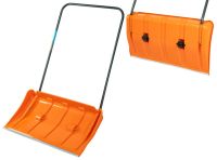 Миниатюра: Движок для снега (скрепер) пласт. 795*435*1280мм, НА КОЛЕСАХ, сталь рукоятка, ал. планка