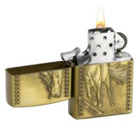 Миниатюра: Зажигалка бензиновая Конь, подароч. коробка, цвет золото