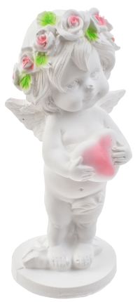 Миниатюра: Фигурка Ангелочек с сердцем на подставке 6*14см гипс