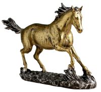 Миниатюра: Фигура Конь бегущий полистоун 34*22*9см цвет золото