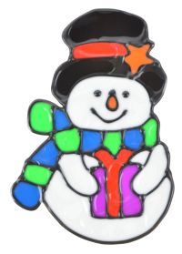 Миниатюра: Наклейка на стекло 14см силикон Снеговик