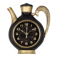 Миниатюра: Часы настенные 26,5*24см, форма Чайник, корпус черный с золотом Gold