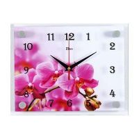 Миниатюра: Часы настенные стекло 20*26см Розовая Орхидея (10)