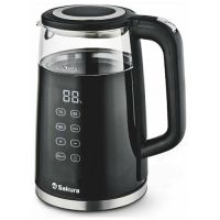 Миниатюра: Чайник эл. 1,7л 1850-2200Вт стекло двухслойн.4режима LED дисплей,сенсор PremiumSAKURA черный (12)