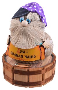 Миниатюра: Оберег Домовой Харитоныч на бочке 18см