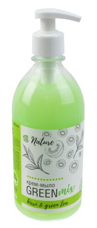Миниатюра: Крем-мыло 530г с дозатором киви+зеленый чай Green mix
