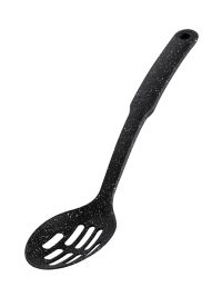 Миниатюра: Ложка кулинарная с прорезями нейлон 30см, нейлон ручка Regent PUNTO NERO черный мрамор (144)