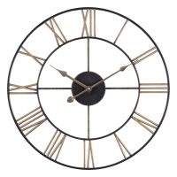 Миниатюра: Часы настенные 45,5см, корпус чёрный с бронзой, открытая стрелка Классика (5)