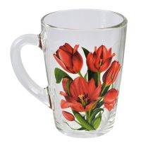 Миниатюра: Кружка для чая 300мл Тюльпаны стекло