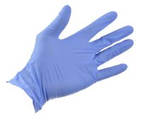 Миниатюра: Перчатки нитриловые размер L, текстура на пальцах, неопудренные, голубые 1 пара @
