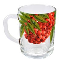 Миниатюра: Кружка для чая 200мл Живая природа Рябинка стекло
