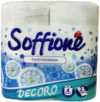 Миниатюра: Туалетная бумага 2сл 4 рулона SOFFIONE DECORO голубая