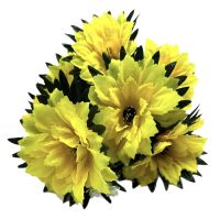 Миниатюра: Цветы искусственные Букет Гибискус 7гол. 52см махровый желтый BUK2-73@