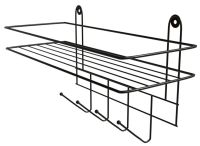 Миниатюра: Полка в ванную 4 крючка 33*12,5*21см черная (8)