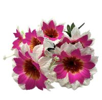 Миниатюра: Цветы искусственные Букет Гибискус 7гол. 51см белый+розовый BUK2-63@
